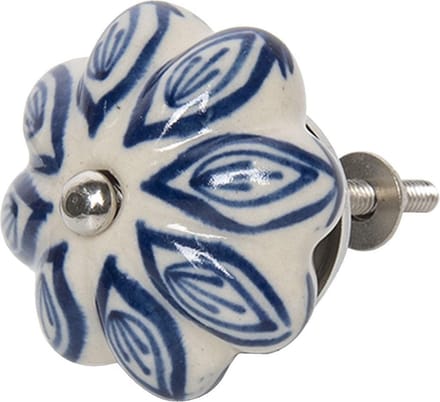 Clayre & Eef Deurknop Blauw Keramiek