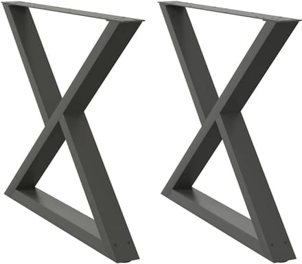 Set van 2 Tafelpoten voor Eettafel Verstelbaar Hoogte Antraciet Staal