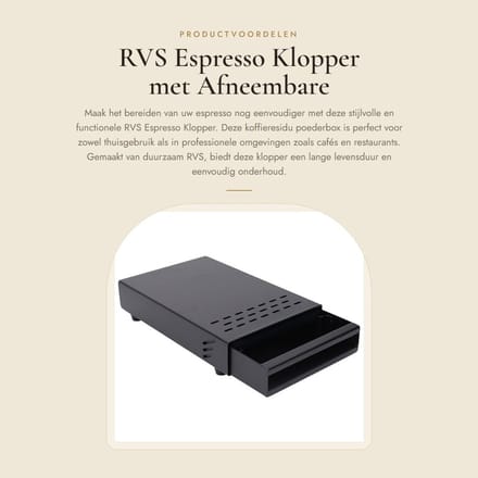 Dailygoods - Espresso Klop Doos Lade - Roestvrij Staal - Antislip