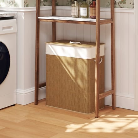 MODFU Wasmand Met Deksel En Uitneembare Waszak - Bamboe - Bruin - 100 L - 52 x 32 x 63 cm