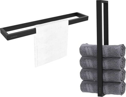 Via Fectio® Handdoekhouder 40 cm Zelfklevend - Mat Zwart - Handdoekrek