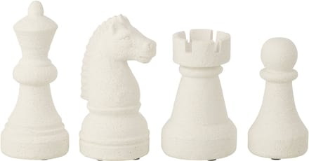 J-Line decoratie Schaakstuk - polyresin - wit - small - 4 stuks