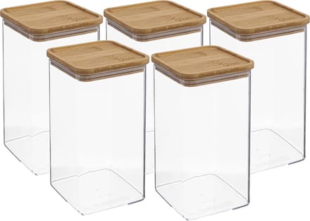 5Five - 5x - Keuken opslag voorraadpot - Berlino - kunststof/bamboe - 1500 ml - voedsel - 10 x 20 cm