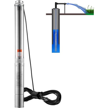 Pompe Submersible pour Puits Profond Pompe à Eau en Acier Inoxydable 2200W 9,8 m³/h 144 m
