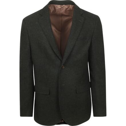 Suitable Colbert Herringbone Merinowol Donkergroen - Maat 48 - Heren blazer