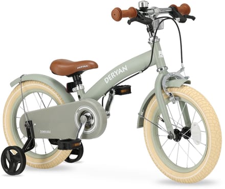 Deryan Luxe Kinderfiets 14 inch - 3 in 1 - Loopfiets - Groen