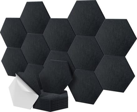 Akoestische wandpanelen - 18 stuks - zelfklevend - 30x26 cm - zwart