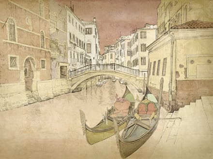 Fotobehang - Gondolas in Venice.
