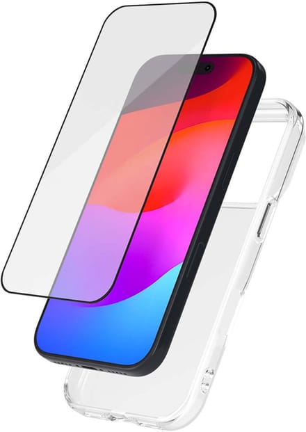 Bigben Connected, Screenprotector geschikt voor iPhone 17 Pro - Tempered Glass & Soft Case Pack, Transparant