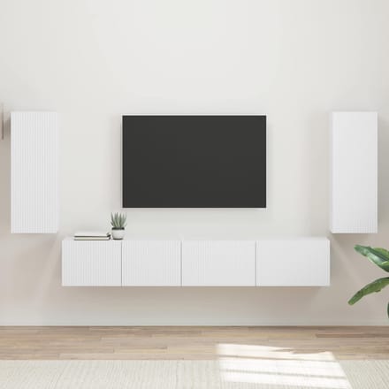 vidaXL - Tv-meubelset - 4 - st - Wit - Bewerkt - hout