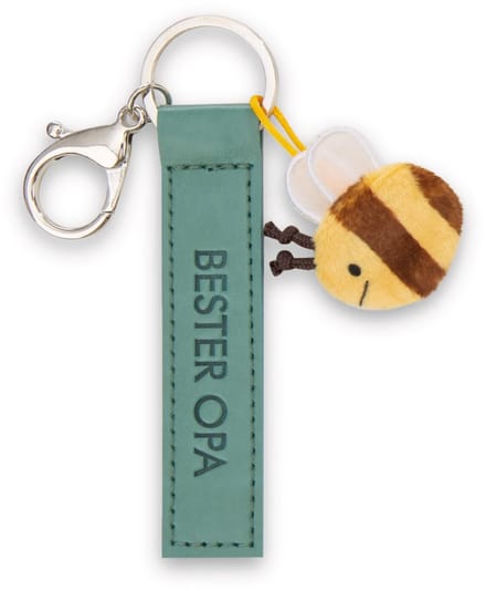 NICI sleutelhanger Beste Opa kunstlederen band groen 10cm met bij