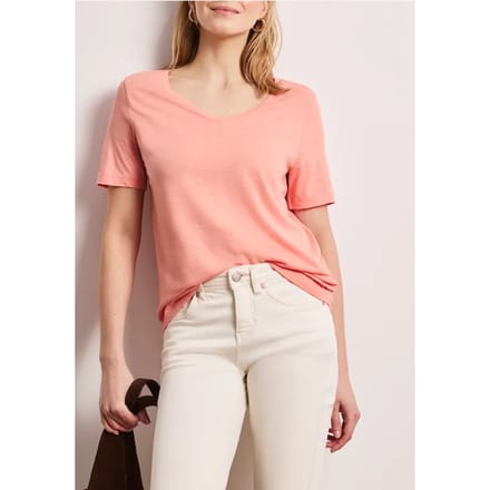 Basic Shirt met V-hals in effen kleur