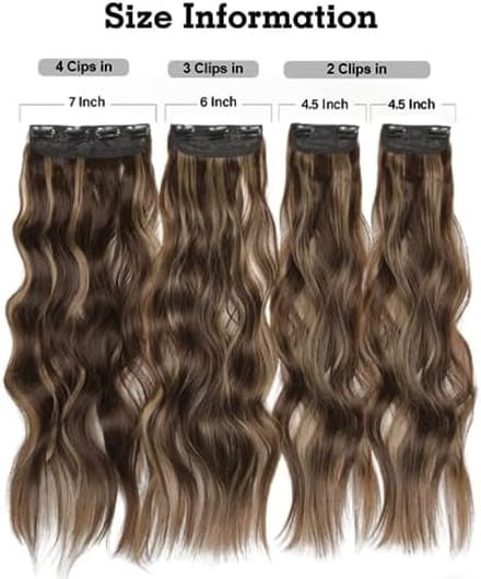 Clip-in Haarextensies - 24 Inch Golvend Synthetisch Haar