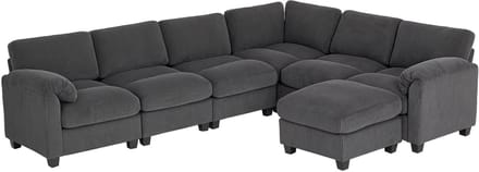 HOMCOM Hoekbank-Polyester, Schuim-292L x 224B x 85H cm-Donkergrijs
