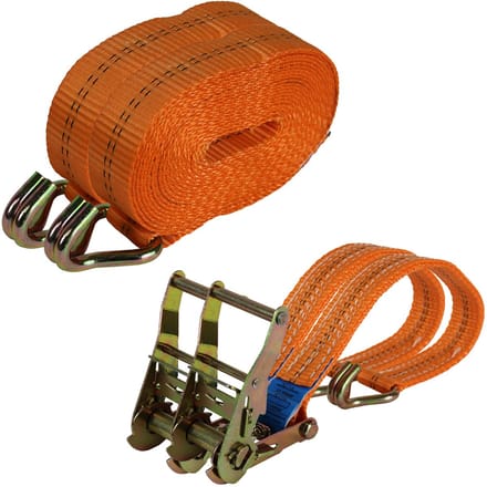2x professionele ratel spanband spanband 2-delig 6m 2t 2tot 2000kg TÜV/GS ORANJE