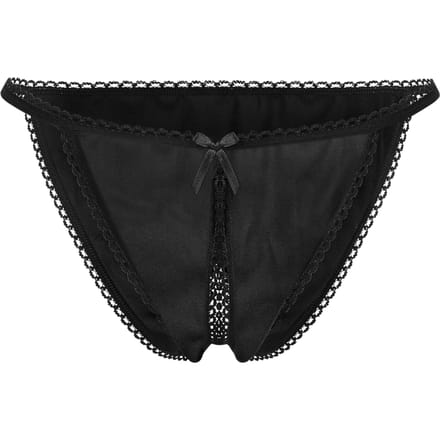 Amorable - Tanga Slipje Met Open Kruis - Zwart - One Size