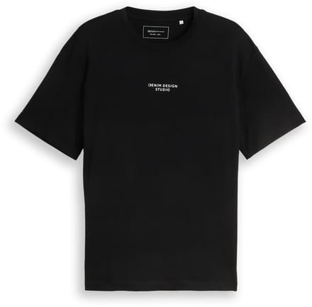 Tom Tailor Denim - T-shirt met relaxte pasvorm en print op de rug - Maat S - Black