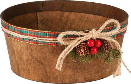 Dekoratief | Bakje rond 'Mistletoe', hout, 22x22x10cm | A245789