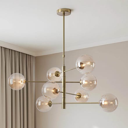 LumenXL - Plafondlamp Oito - Goud - Amber glas - 8-lichts - G9