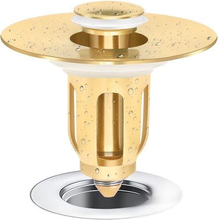 Wastafelstopper - Gootsteenstop - Water Dicht Maken - Ingebouwde Zeef - Universele Maat - Goud