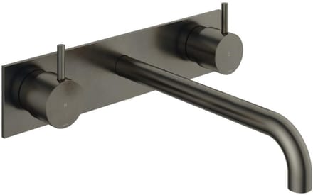 Hotbath Cobber CB006TEXT25 afbouwdeel wastafelkraan 3-gats met achterplaat en 25cm uitloop verouderd ijzer