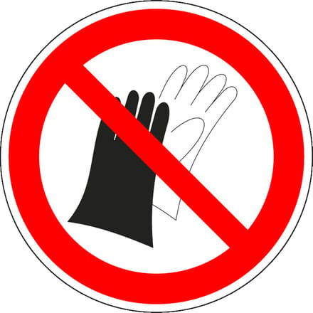Verboden handschoenen te gebruiken sticker - ISO 7010 - P028 200 mm