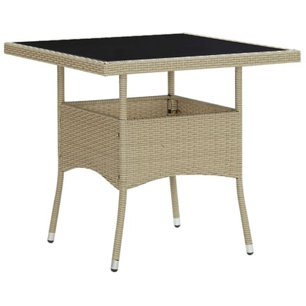 vidaXL - 5-delige - Tuinset - poly - rattan - en - glas - beige