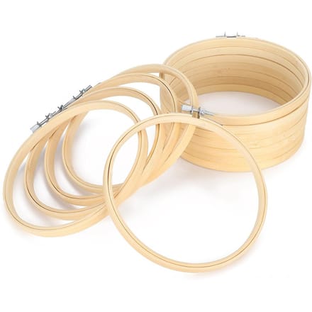 12 Stuks Bamboe Borduurringen Verstelbare Kruissteek Frame Cirkel Naaiklem Gereedschap beige