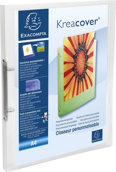 Exacompta 25x Kreacover Ringband Chromaline PP 5/10de met 2 ringen van 15mm - A4 - Kleurloos - 54960E