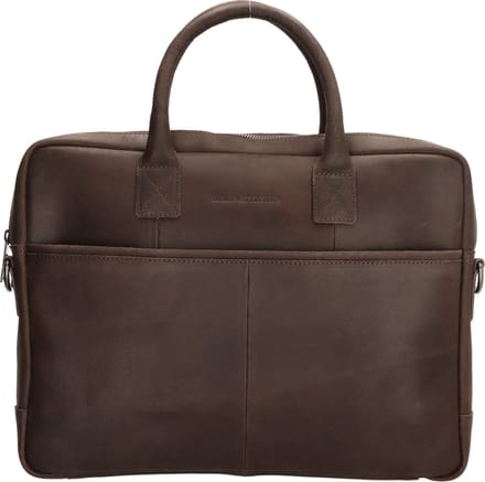 Hide & Stitches Wolga Laptoptas 15,6 inch (34.5x19.4 cm) - 100% Leer - Donkerbruin