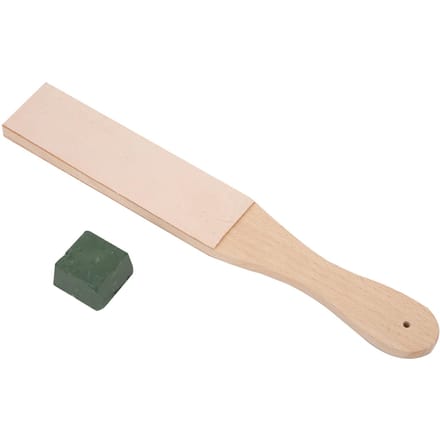 Strop en Cuir à Polir et Affûter Double Face Planche à Meuler en Bois avec Pâte à Polir beige