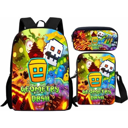 Geometry Dash Student Rugzak 3-delige Set, Geometry Dash Rugzak, Schoudertas, Etui