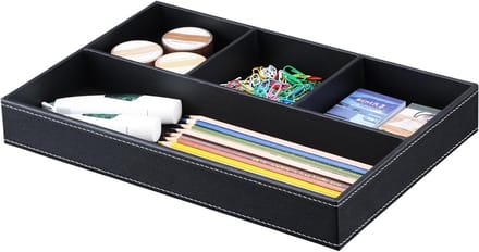 Luxe Lederen Lade Organizer in Zwart voor Efficiënte Opberging en Perfecte Indeling
