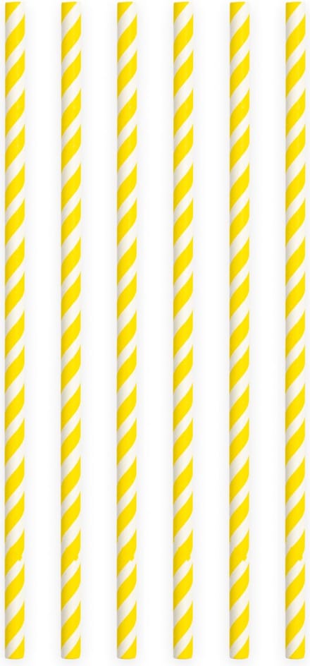 20 Papieren rietjes Geel - 6mm x 197mm