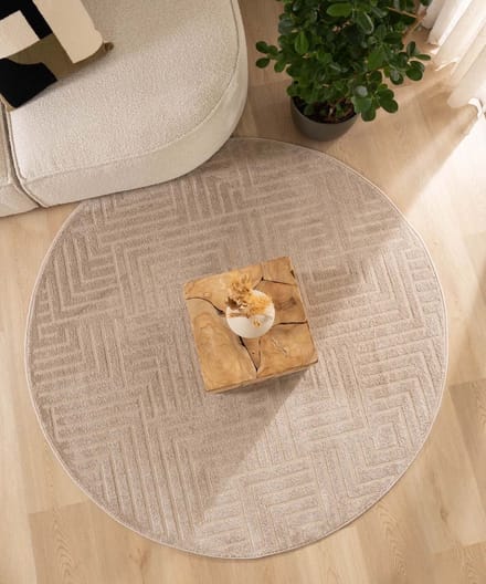 Rond vloerkleed Scandinavisch - Contour Gem beige 140