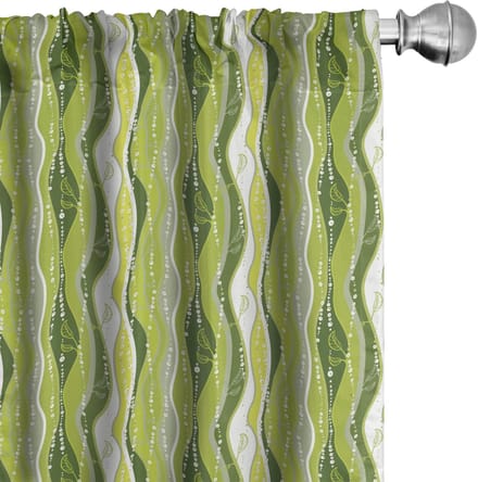 ABAKUHAUS Gestreepte Gordijnset – 2x75x175 cm – Groen – microvezel