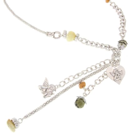Behave Ketting met natuursteen en hangers met engeltjes