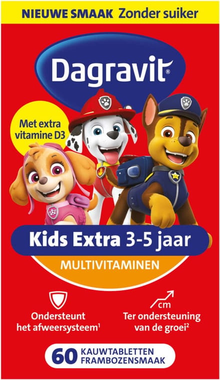 Dagravit Multivitamine Kids Extra 3-5 Jaar Paw Patrol - 4 x 60 Kauwtabletten - Voordeelverpakking