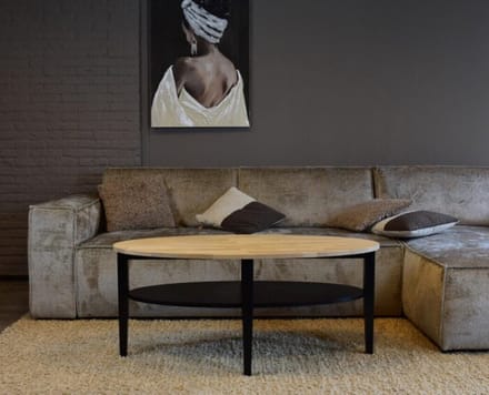 Salontafel Eleganza ovaal eiken 120x60 cm - zwart | Meubelplaats