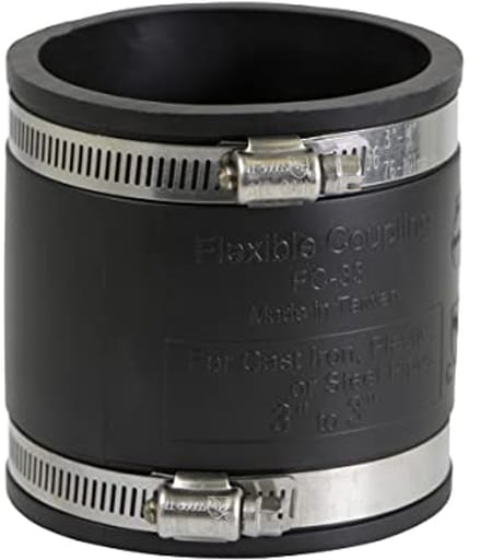 Flexibele Pac Koppeling 3 Inch met RVS Klemmen - Zwart