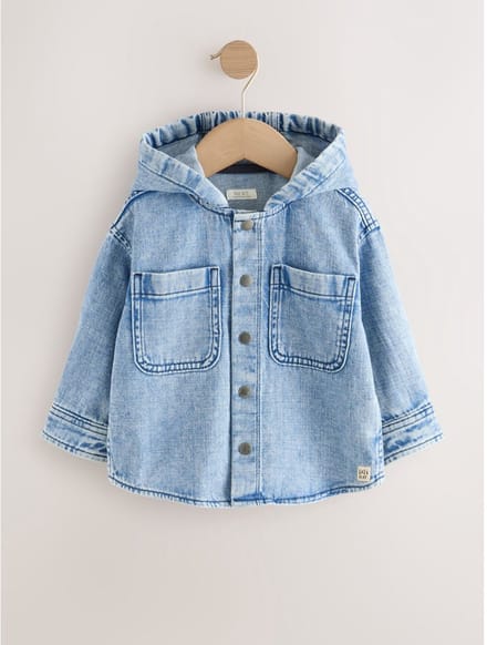 Next - Jongens - Denim overshirt met capuchon - Blauw