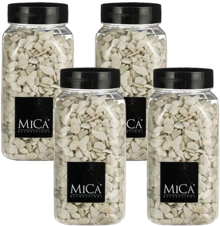Mica Decorations decoratie steentjes - 4x - wit - 1 kilo - 650ml - hobby steentjes