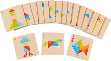 Goki houten tangram puzzel wereld educatief speelgoed kleurrijk.