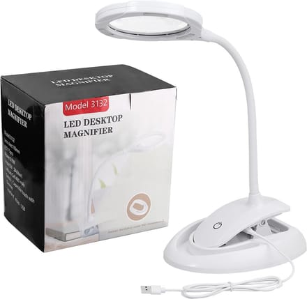 Oplaadbare LED Vergrootglas met Licht 5x & 10x Vergroting - Tafellamp met Klem voor Hobby, Lezen en Precisiewerk