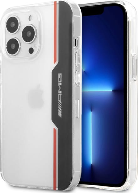 Transparant hoesje van AMG - Hardcase Backcover - iPhone 13 Pro - Electroplated Black & Red