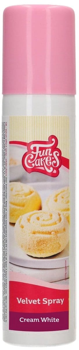 FunCakes Velvet Spray - Roomwit - 100ml - Voedingskleurstof - Taartdecoratie