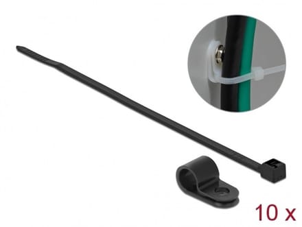 Delock Kabelbinder Kabelhouder Schroefbaar 18868 Bundel-Ø (bereik) 9.5 mm (max) Zwart 1 stuk(s)
