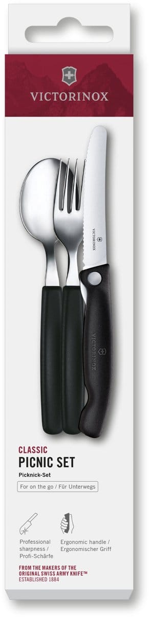 Victorinox Swiss Classic 3-delige Bestekset - Zwart - RVS