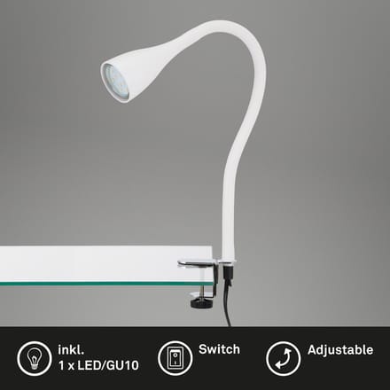 BRILONER Elasti - Klemlamp - bedlamp - met snoer - met AAN/UIT schakelaar - klemspot flexibele - warm wit 3000K - 3W - 250 lm - IP20