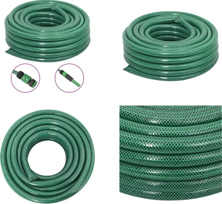 vidaXL - Tuinslang - met - koppelingsset - 0,75'' - 50 - m - PVC - groen